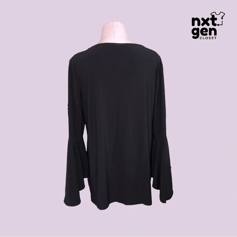 🔥NWT🔥 MSK Women’s Sparkling Mesh Bell Sleeve Top - Picture 3 of 7